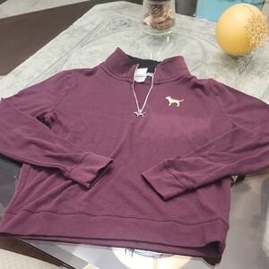 PINK Victoria's Secret Purple and Gold Cowl Neck Sweater Large